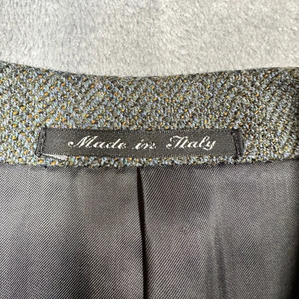 Canali Proposta Mens 52 L Grey Blue Wool Herringbone Blazer Sport Coat Italy